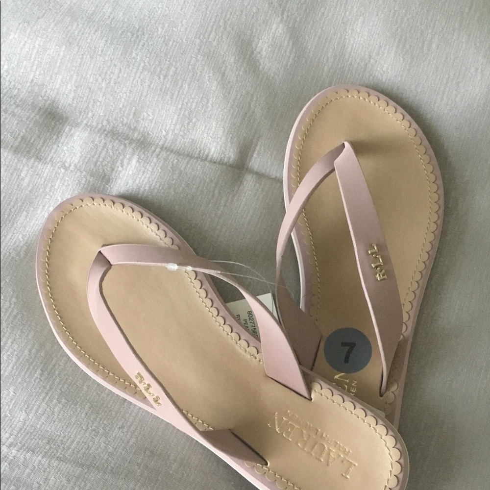 RALPH LAUREN LEATHER FLIP FLOPS SANDALS , Sz 7